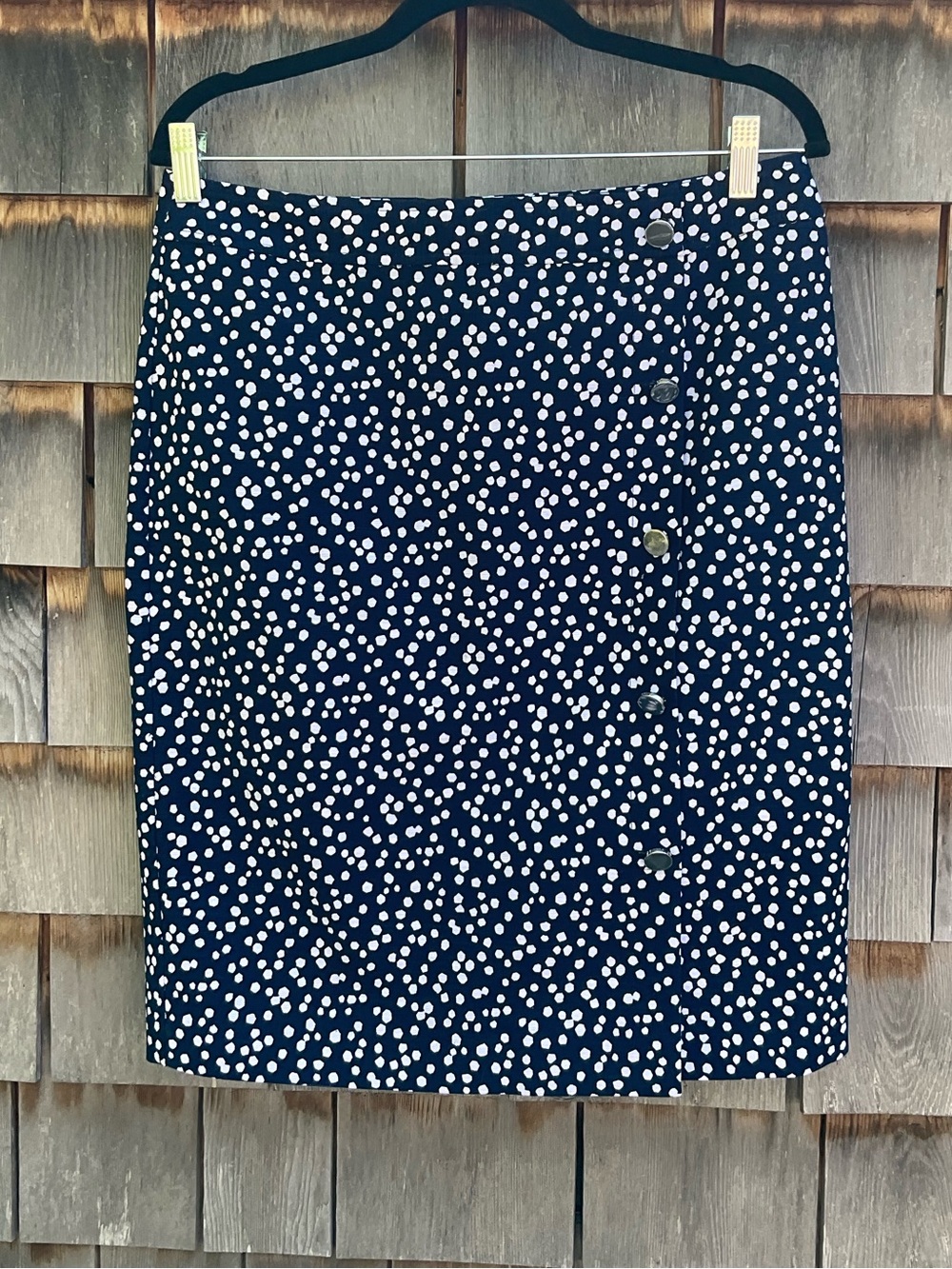 Talbots Navy Pencil Skirt with White Dot Print